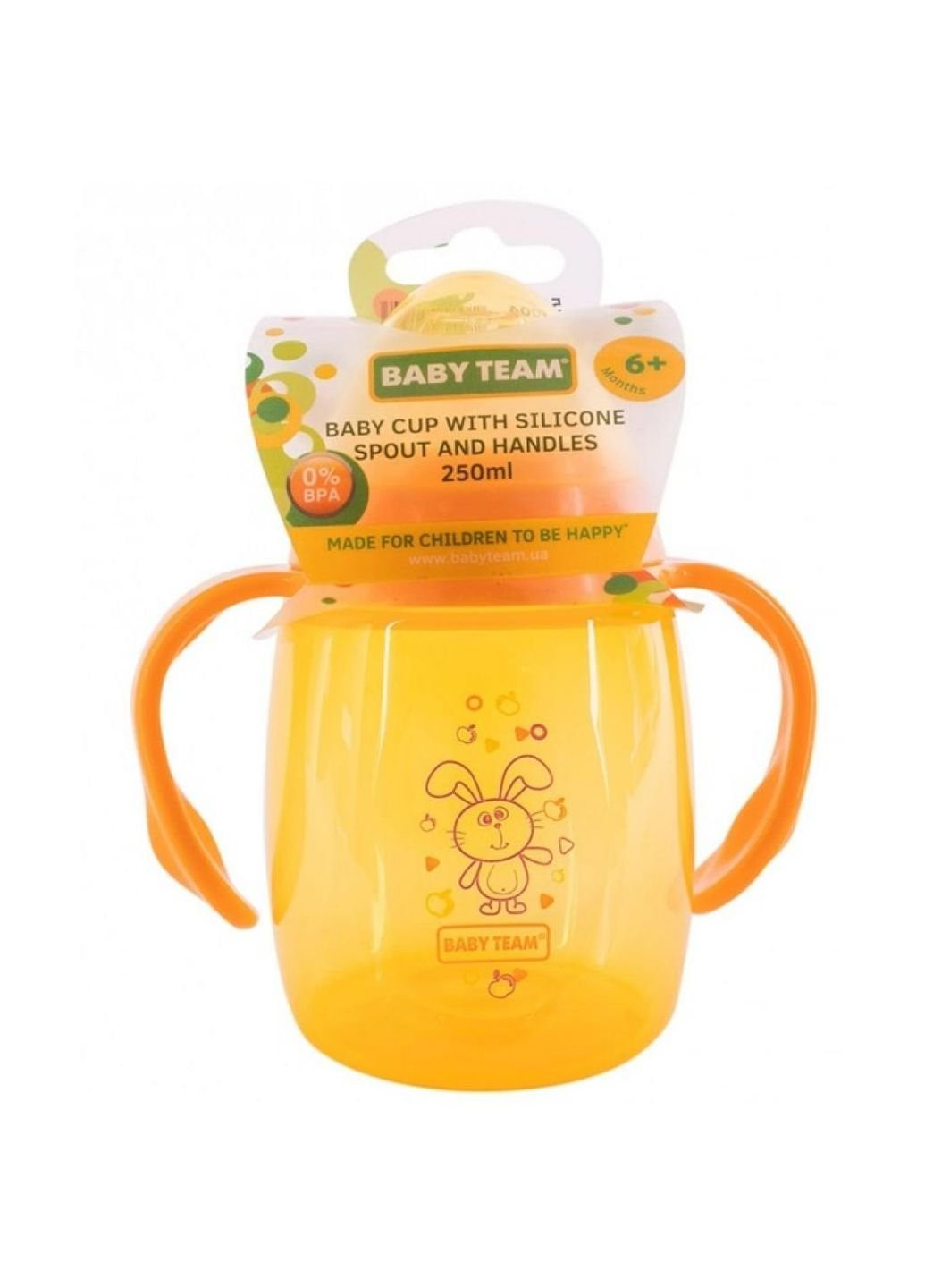 Поильник-непроливайка с силиконовым спаутом и ручками, 250 мл Baby Team (252243417)