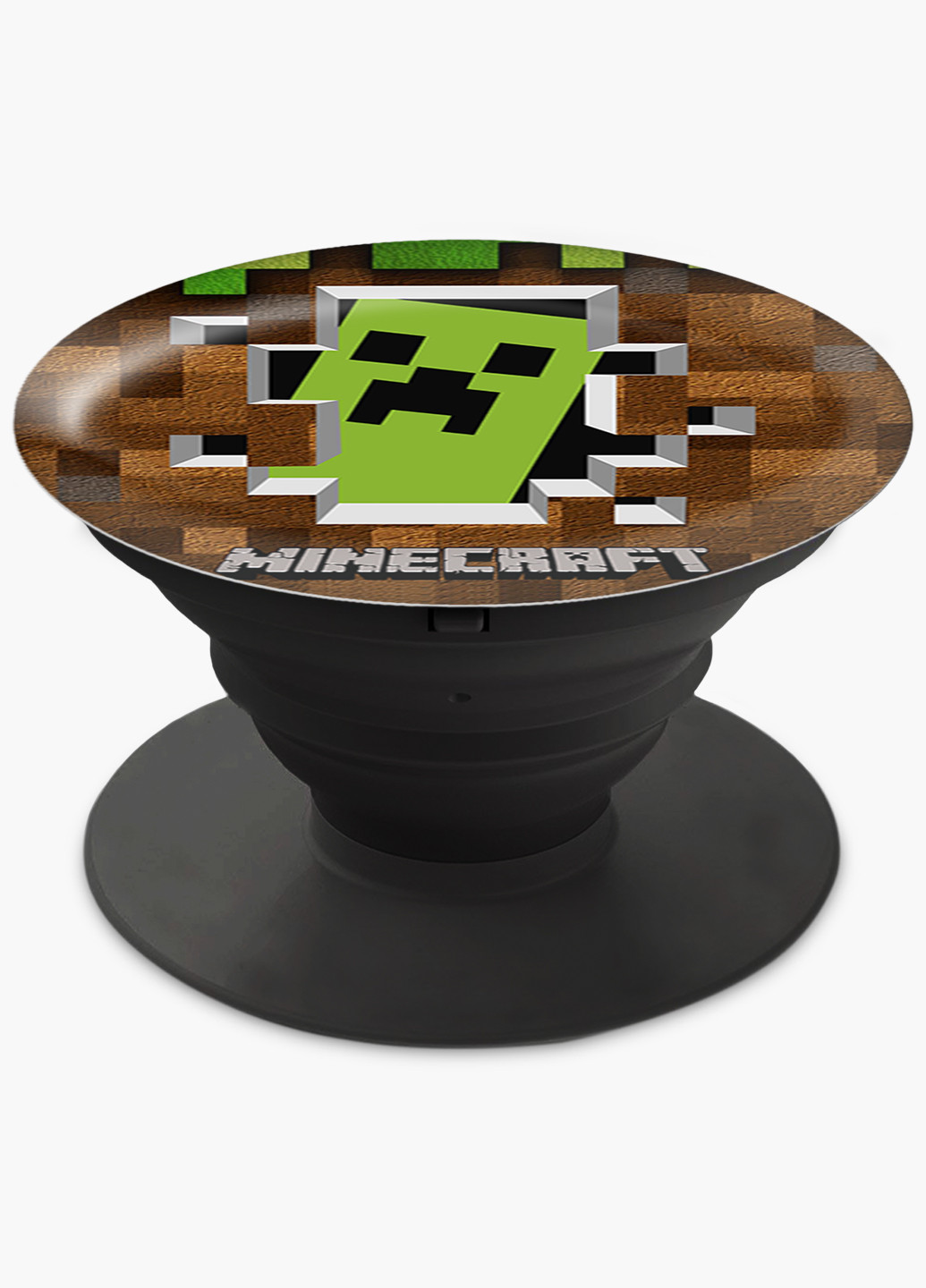 Попсокет (Popsockets) держатель для смартфона Майнкрафт (Minecraft) (8754-1709) Черный MobiPrint (216836505)