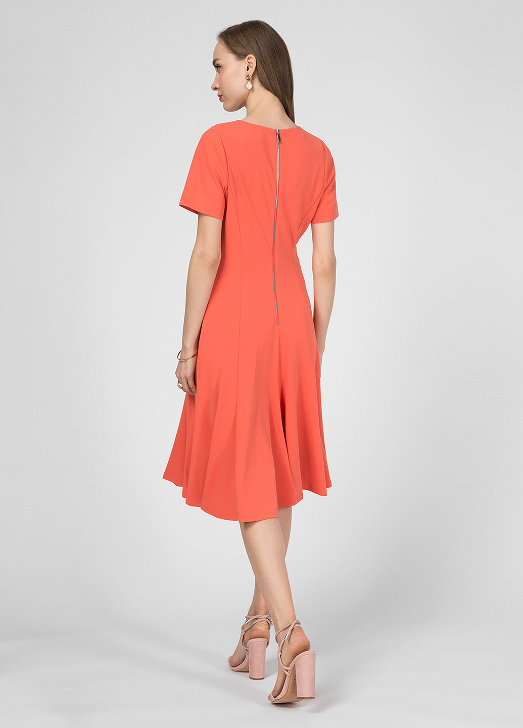 Оранжевое кэжуал платье Calvin Klein однотонное