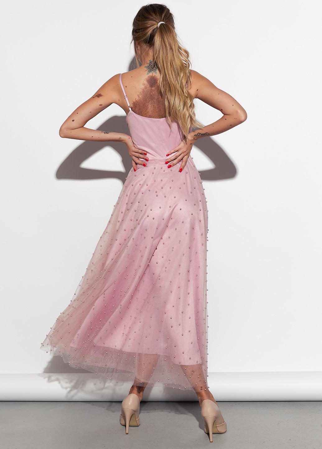 Рожева вечірня ніжне плаття з двошаровою спідницею Gepur