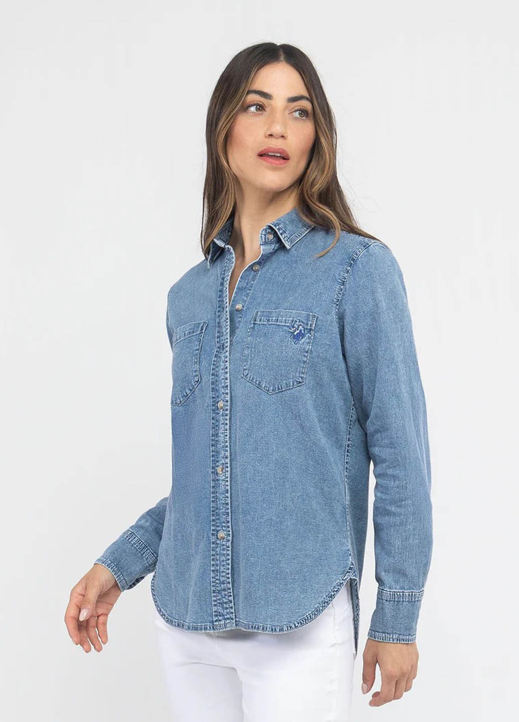 Синяя джинсовая рубашка варенка U.S. Polo Assn.