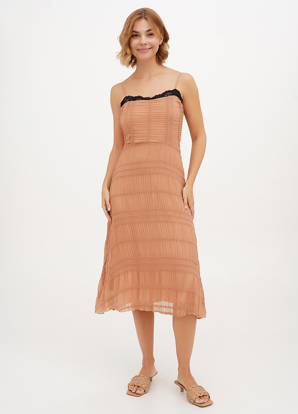 Бежевое кэжуал платье Babylon однотонное