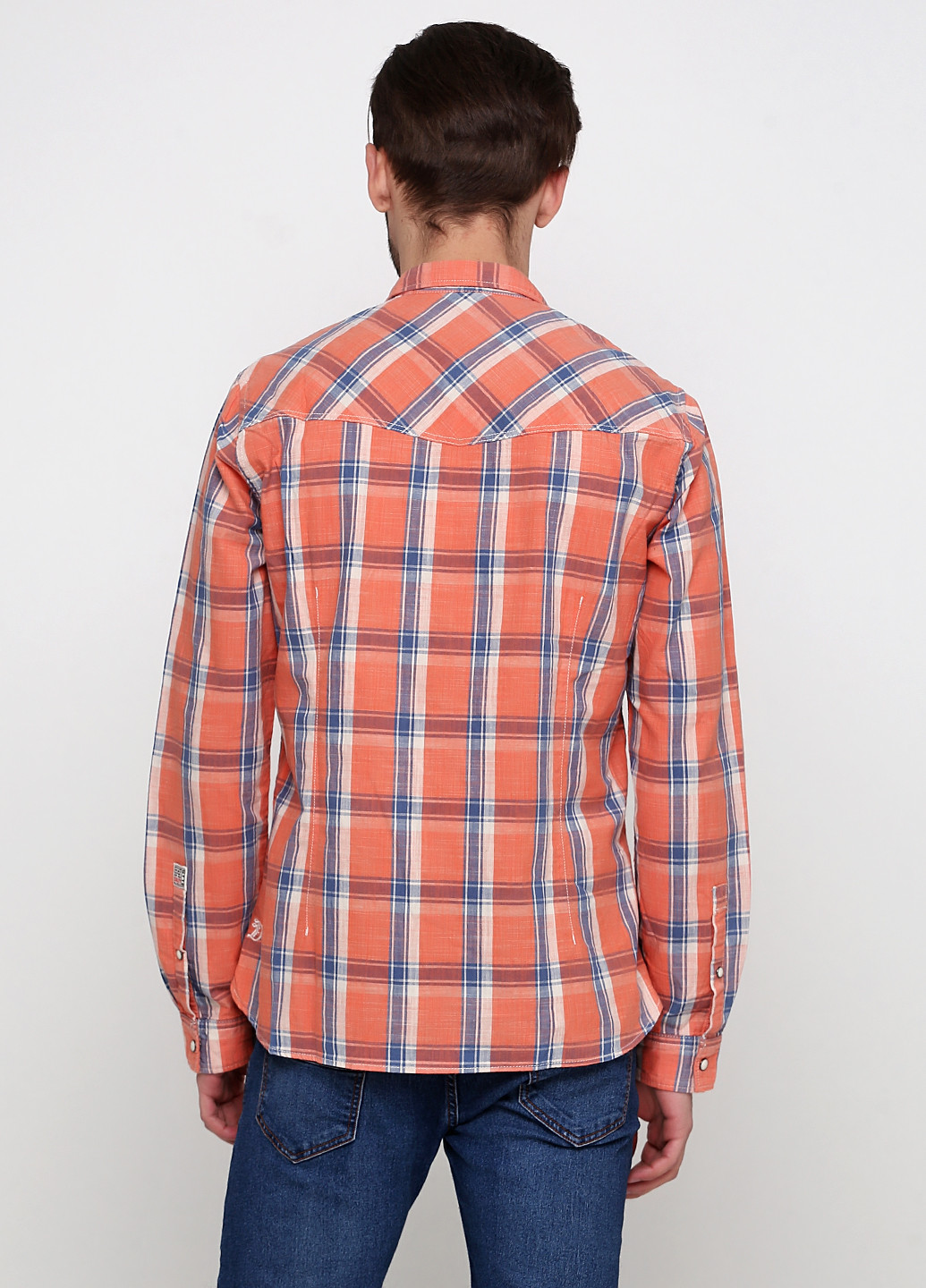 Оранжевая кэжуал рубашка в клетку Tom Tailor