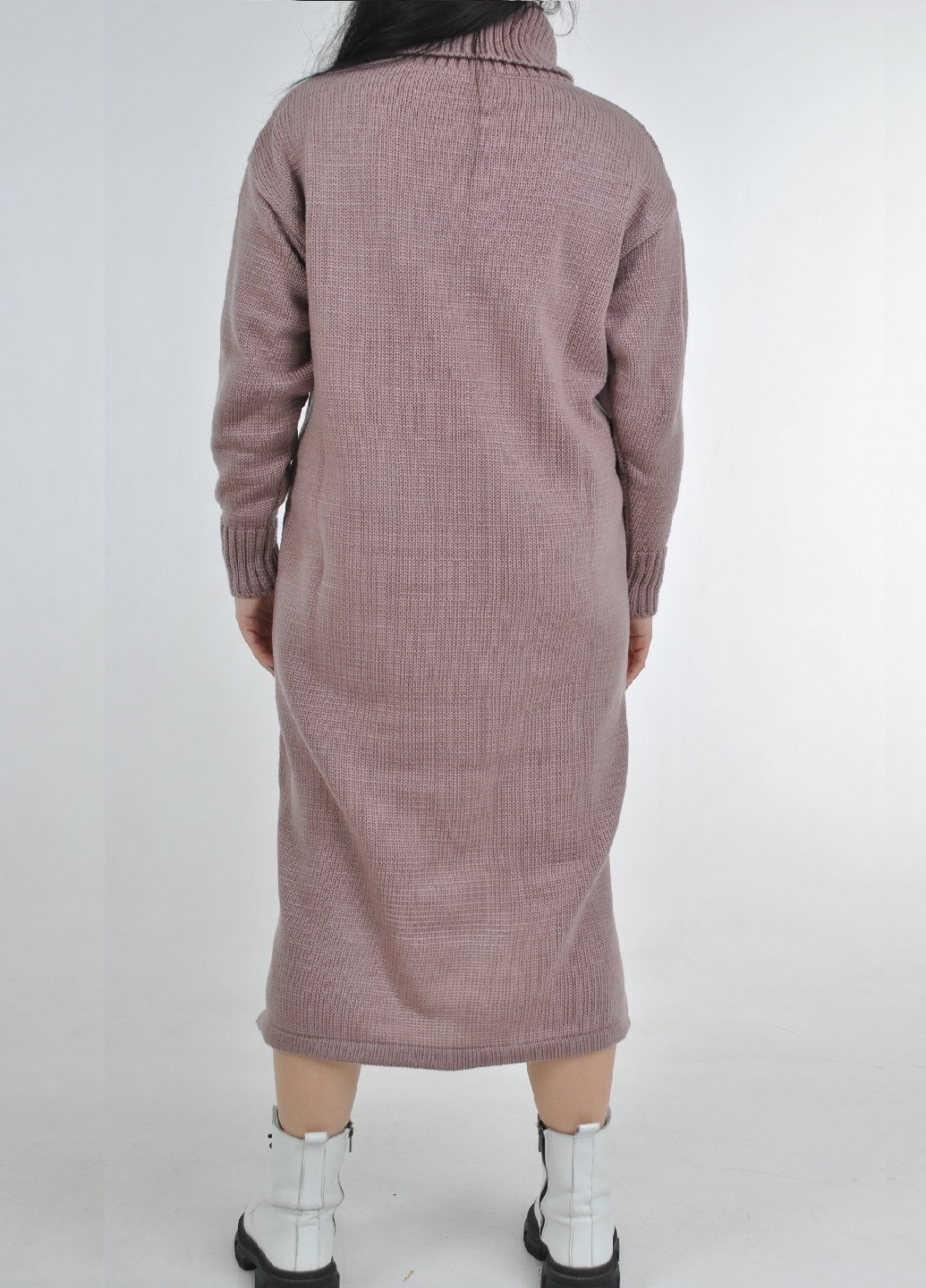 Темно-розовое кэжуал вязаное макси платье Fashion Club однотонное