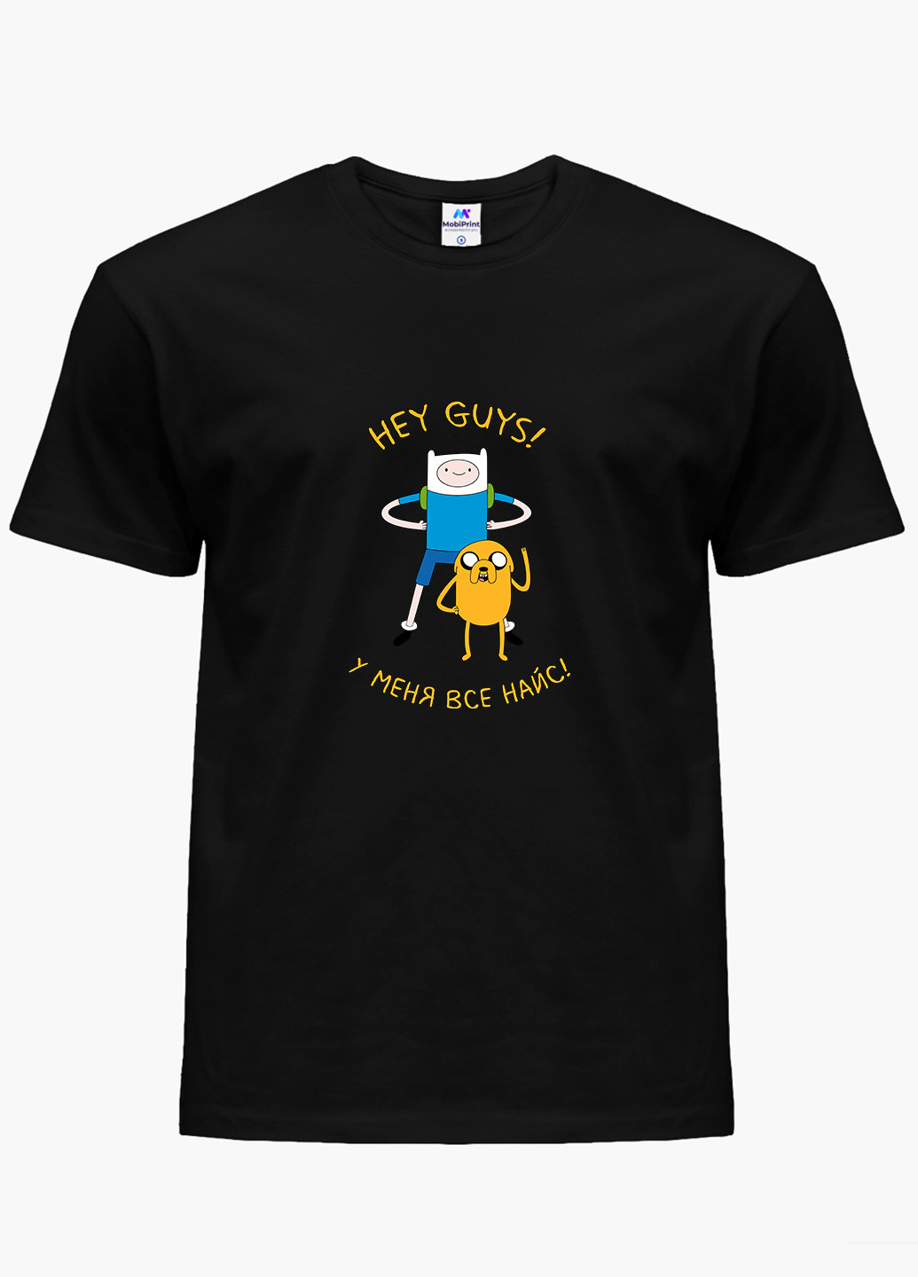 Чорна демісезонна футболка дитяча фінн і джейк пес час пригод (adventure time) (9224-1579) MobiPrint