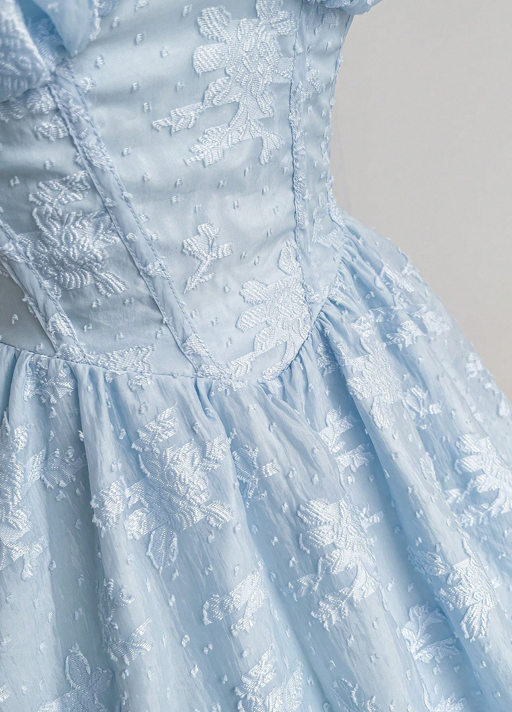 Голубое кэжуал платье бандо SHEIN с цветочным принтом