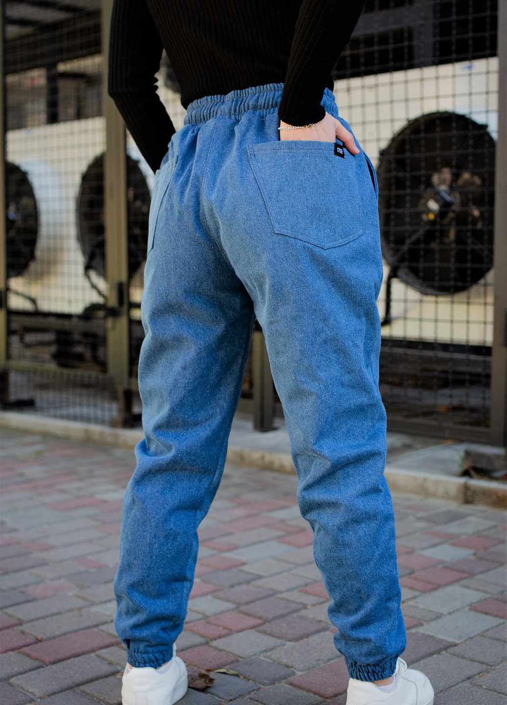 Синие демисезонные джоггеры теплые джинсы jogger Without
