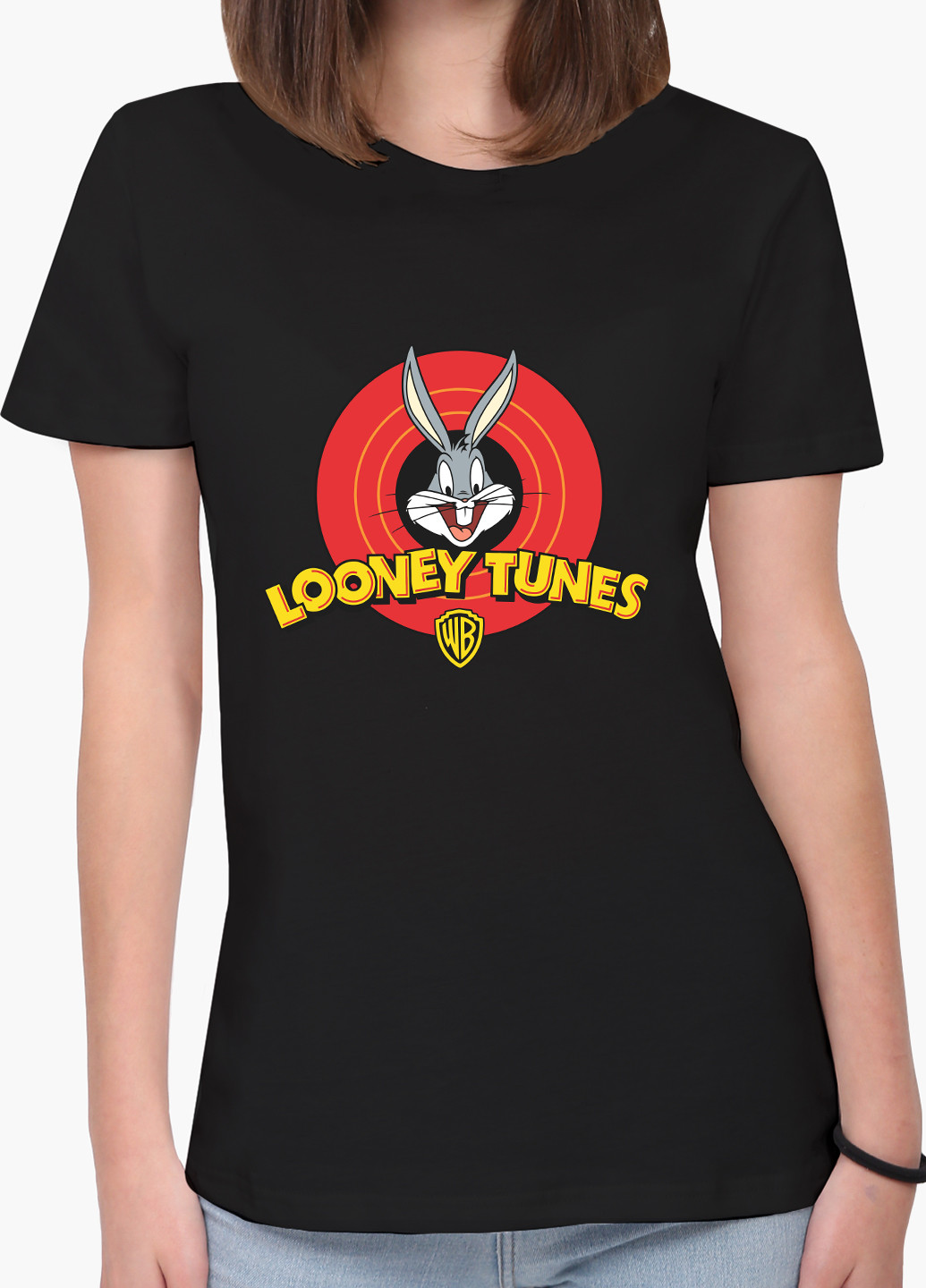 Чорна демісезон футболка жіноча багз банні луні тюнз (bugs bunny looney tunes) (8976-2873) xxl MobiPrint