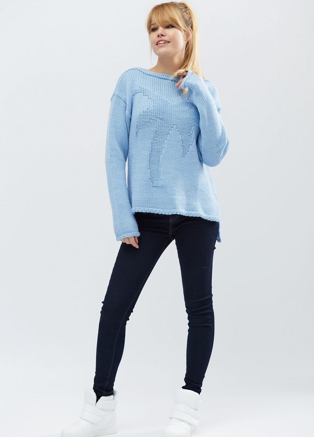 Голубой зимний свитер Carica
