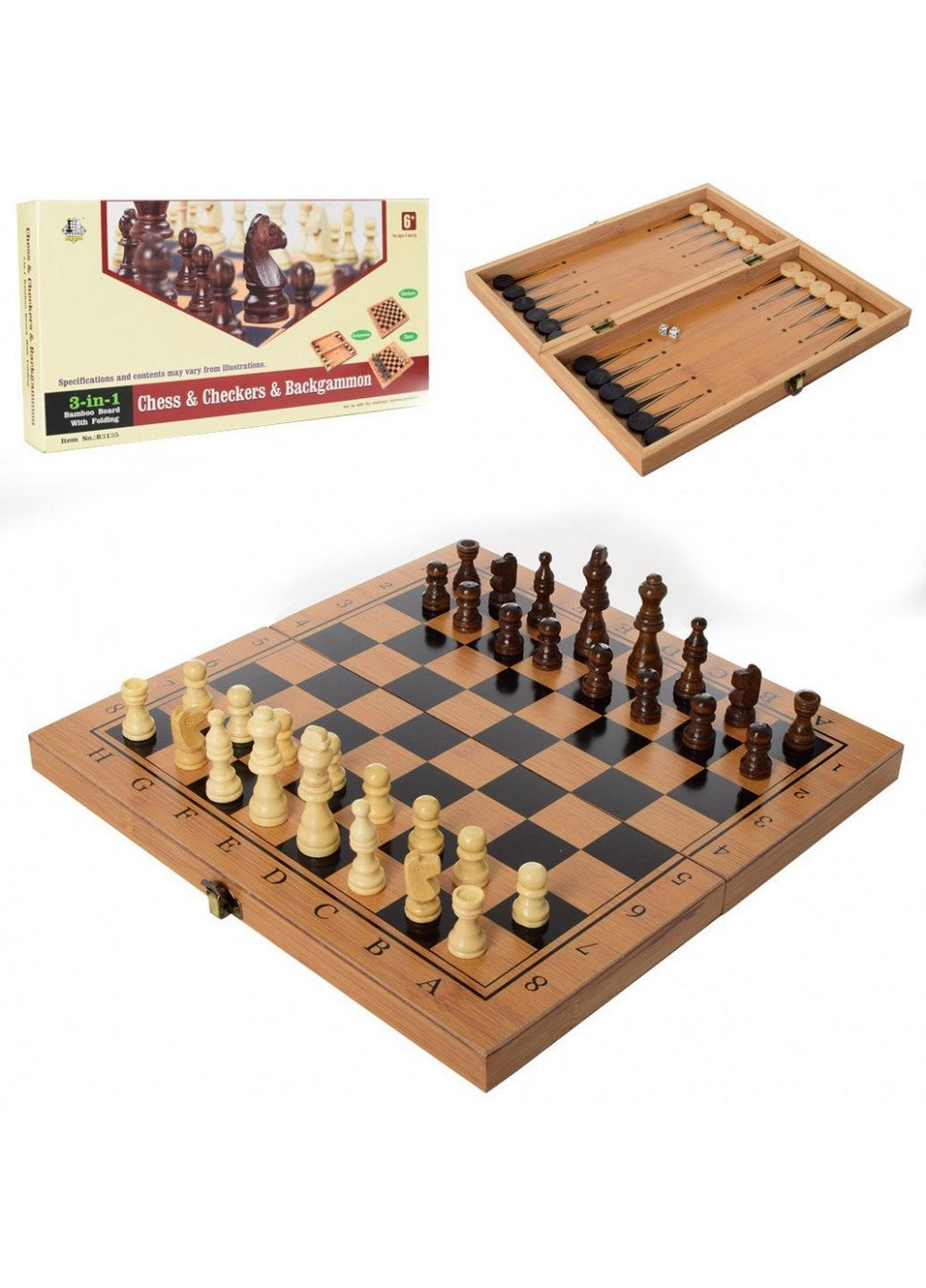 Шахматы 822 3в1 (нарды,шашки), деревянные A-Toys (229211544)