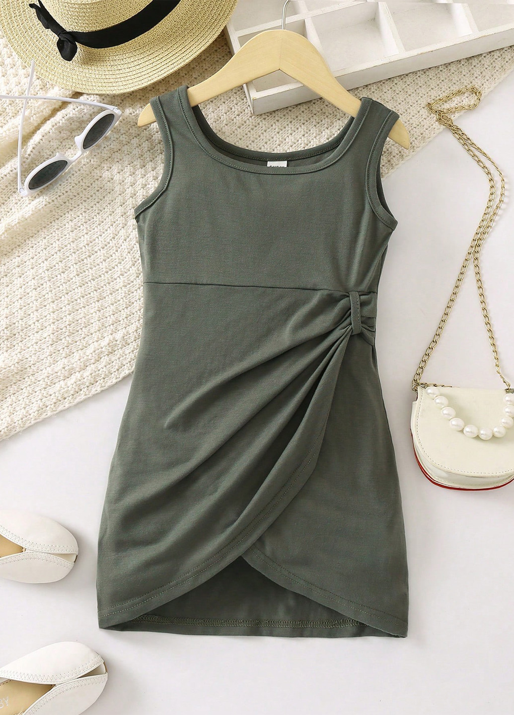 Серо-зелёное платье SHEIN (325400238)