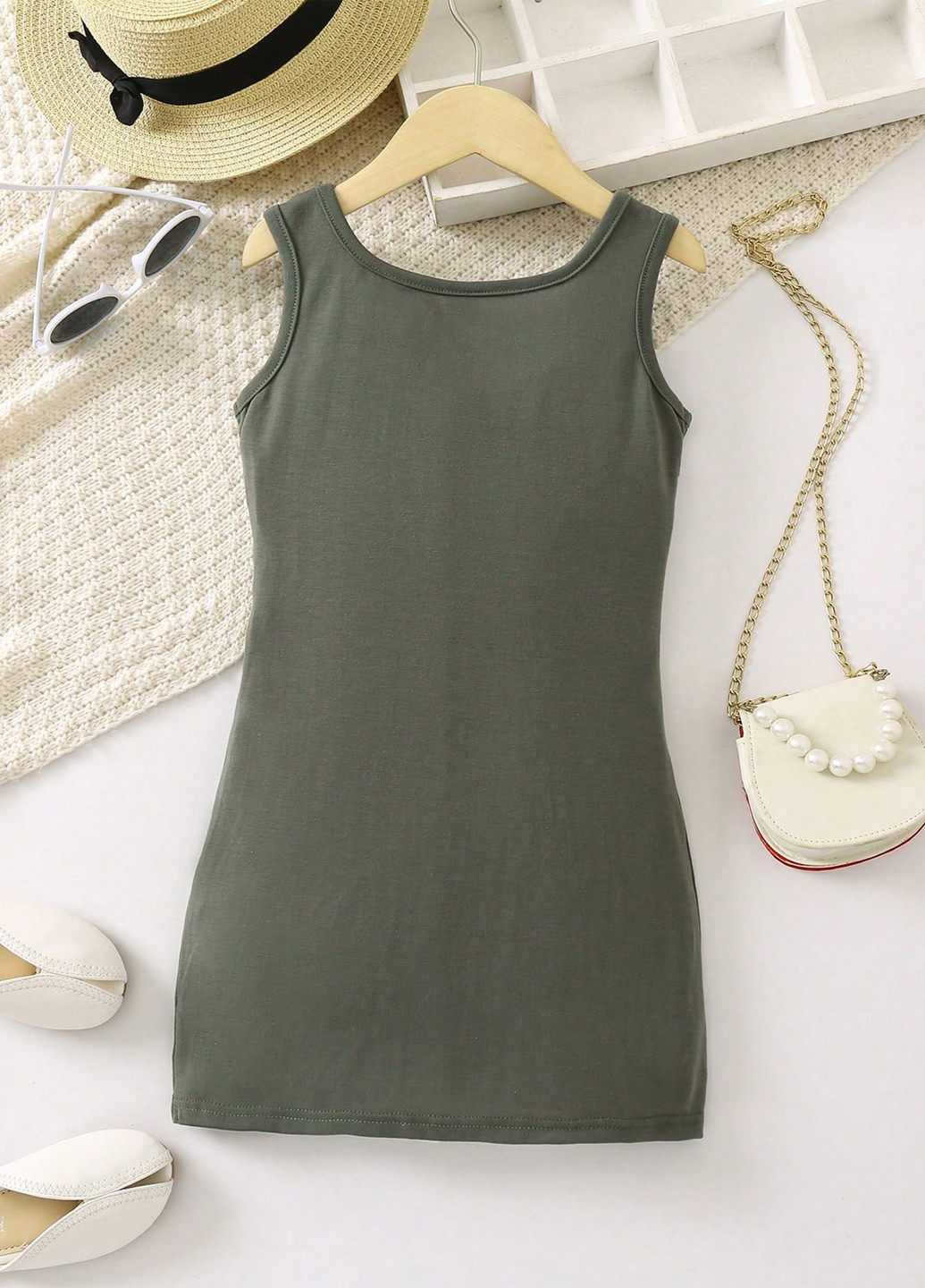 Серо-зелёное платье SHEIN (325400238)