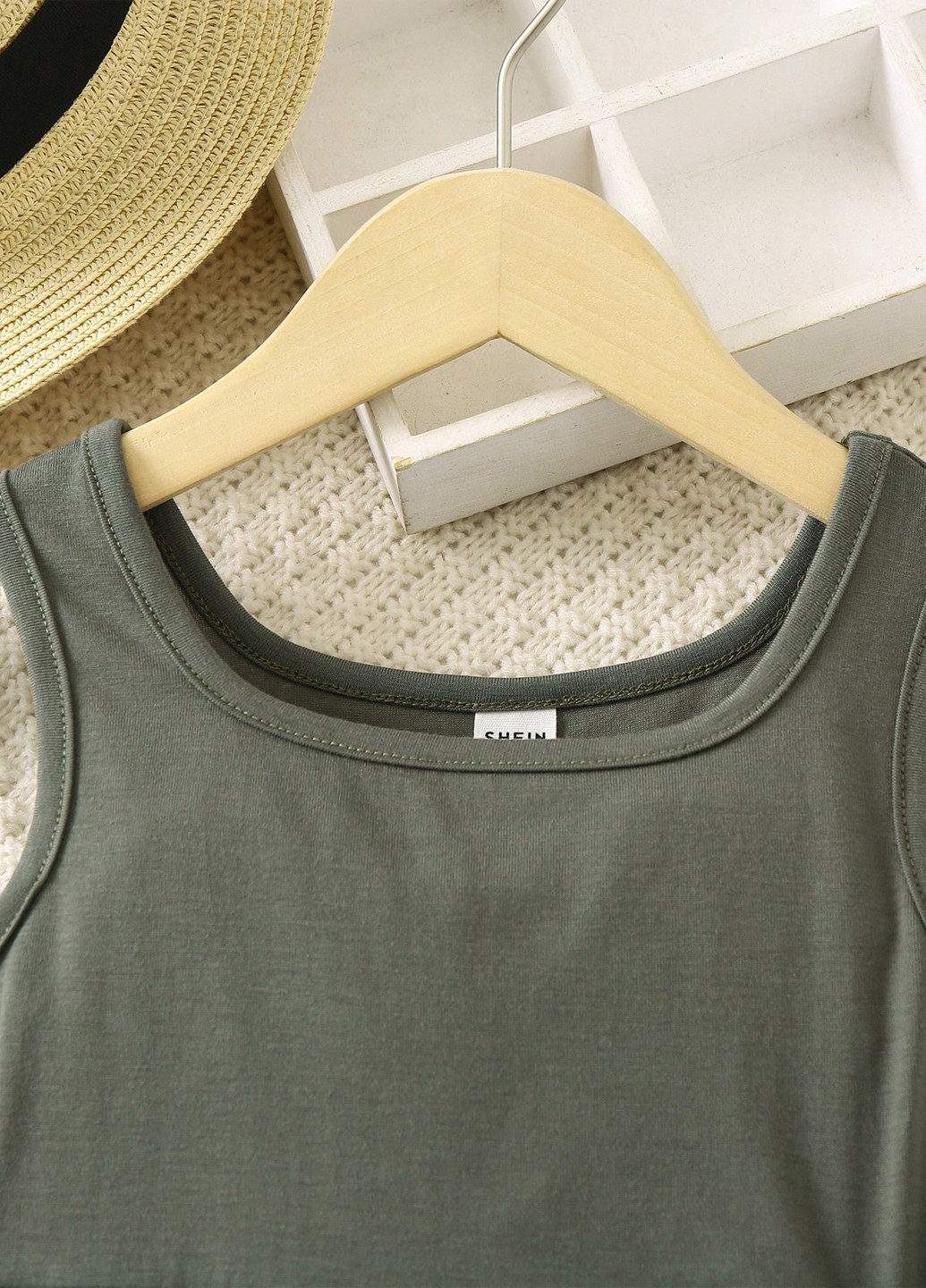 Серо-зелёное платье SHEIN (325400238)