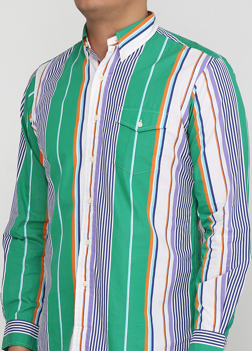 Зеленая кэжуал рубашка в полоску Ralph Lauren с длинным рукавом
