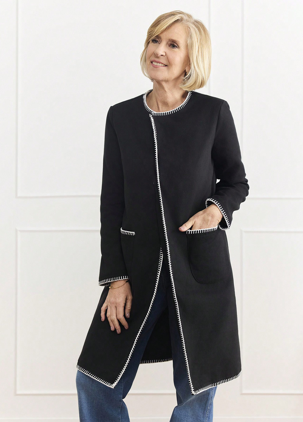 Чорне демісезонне Пальто однобортне SHEIN