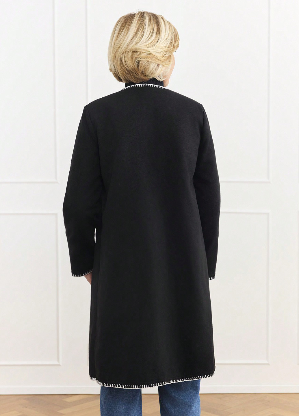 Чорне демісезонне Пальто однобортне SHEIN