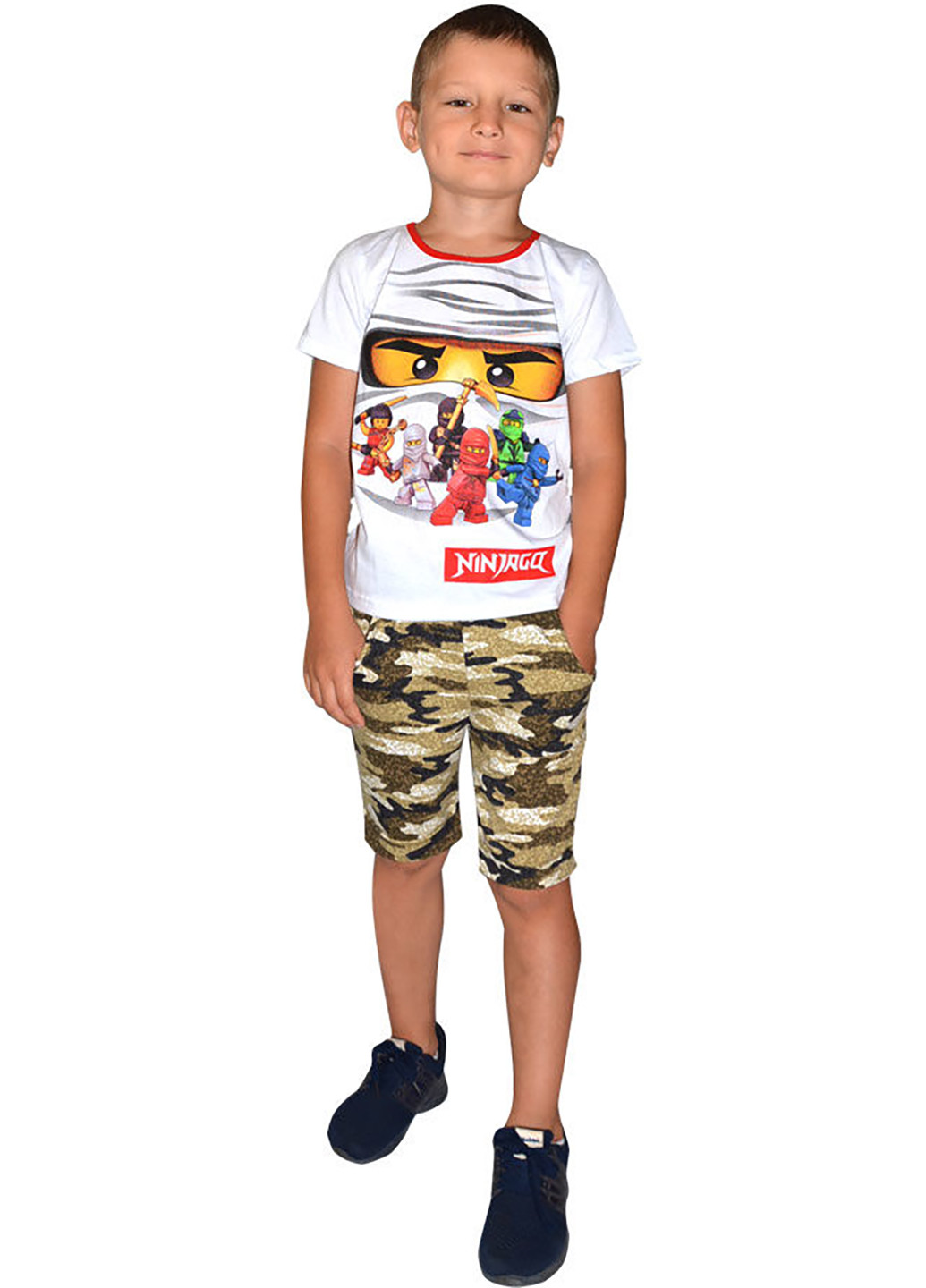 Оливковый (хаки) летний комплект (футболка, шорты) Blanka