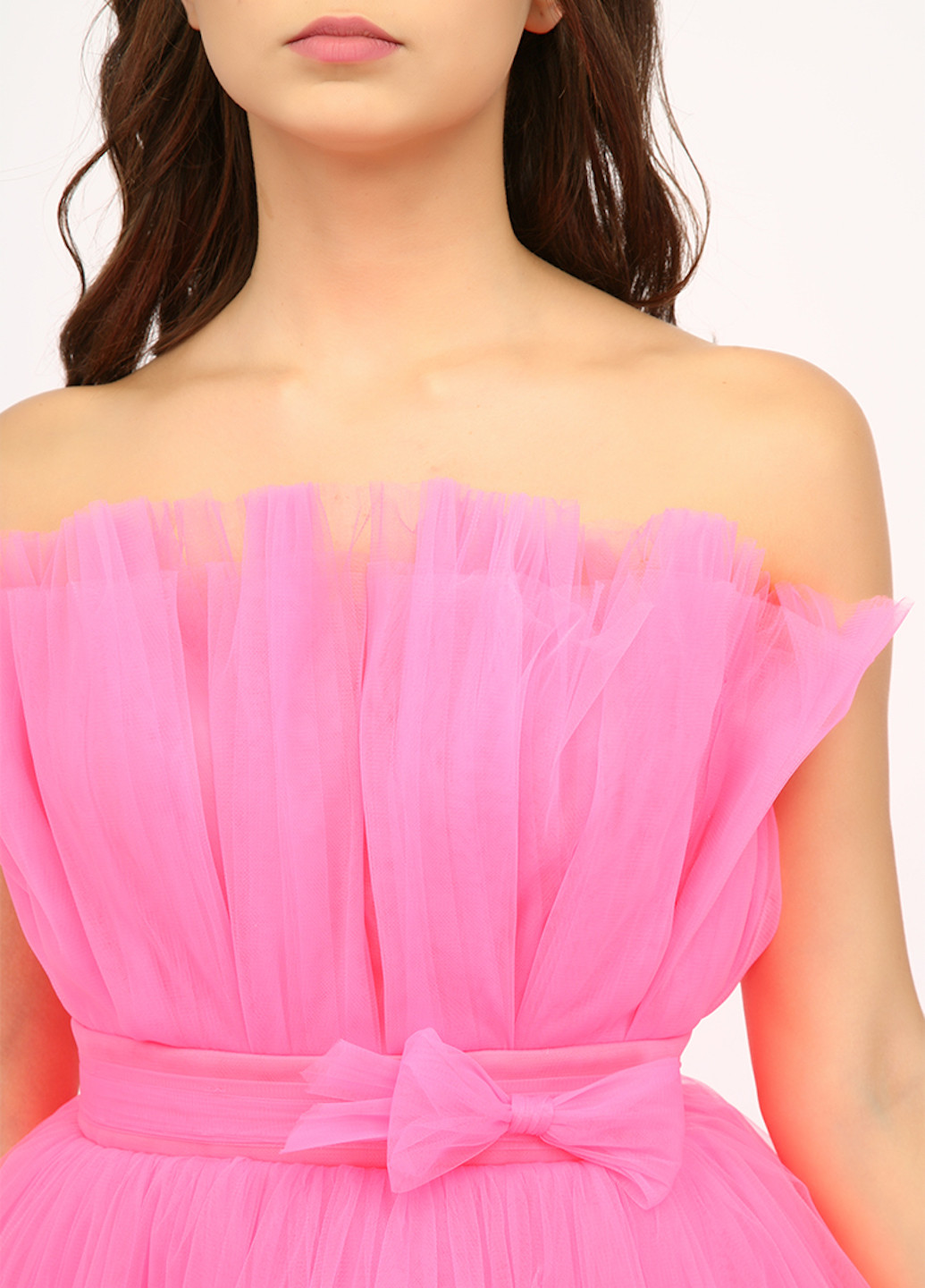Кислотно-розовое вечернее платье с пышной юбкой Love Story однотонное