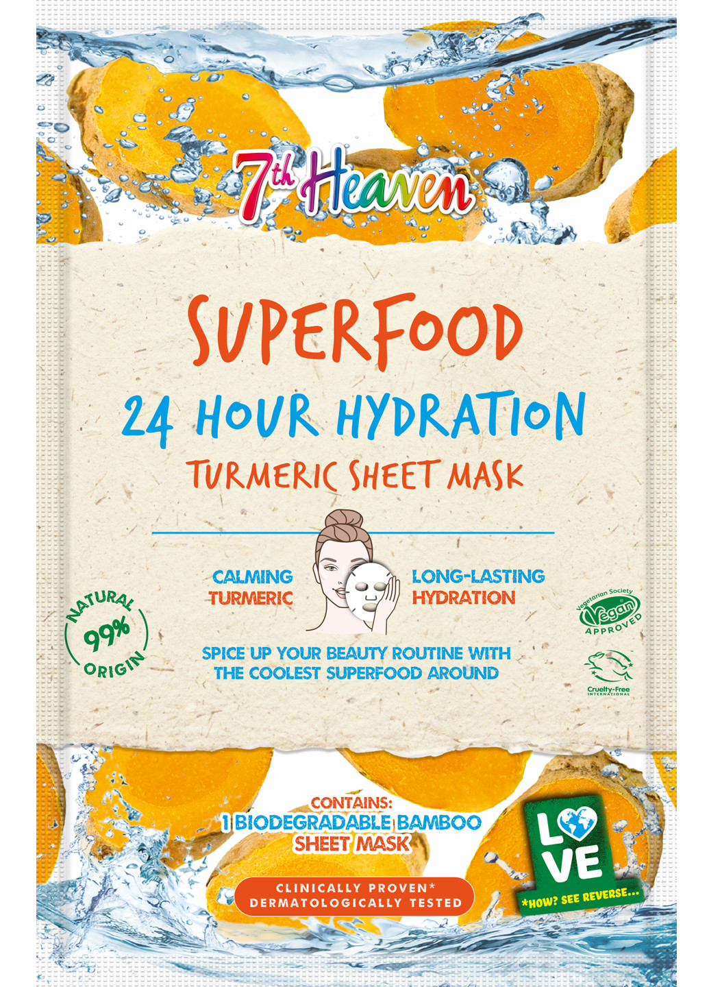 Тканевая маска Superfood 24H Hydration Turmeric Sheet Mask 16г 7th Heaven (225646800)