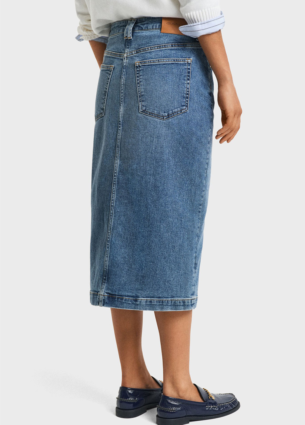 Синяя джинсовая однотонная юбка Gant карандаш