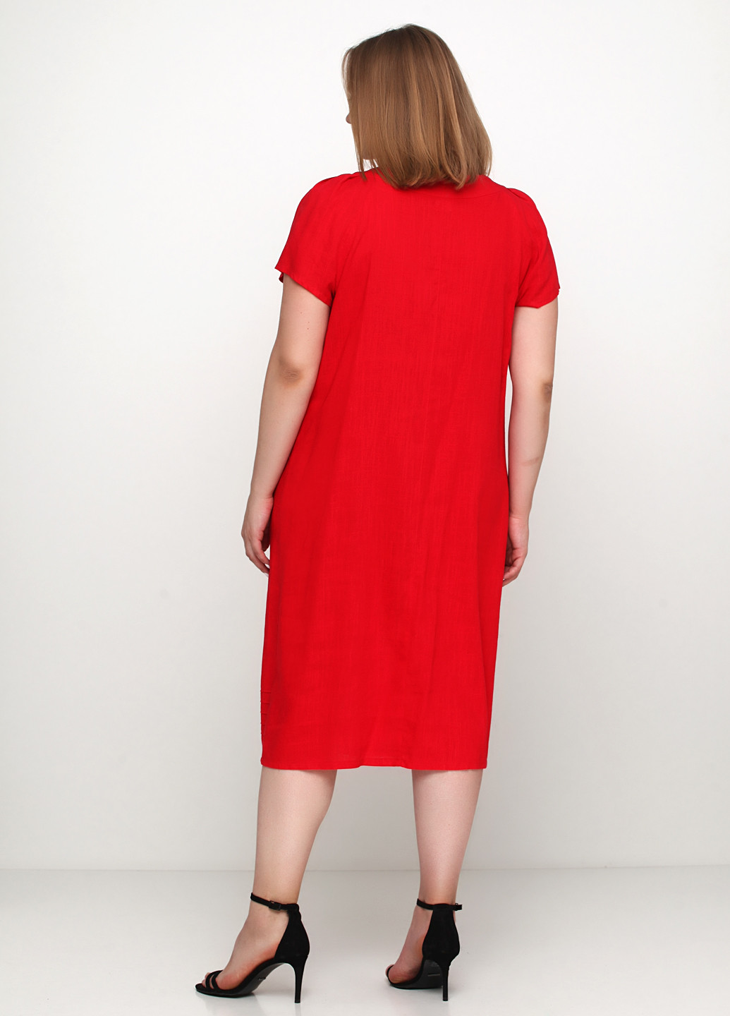 Красное кэжуал платье а-силуэт Ruta-S с цветочным принтом