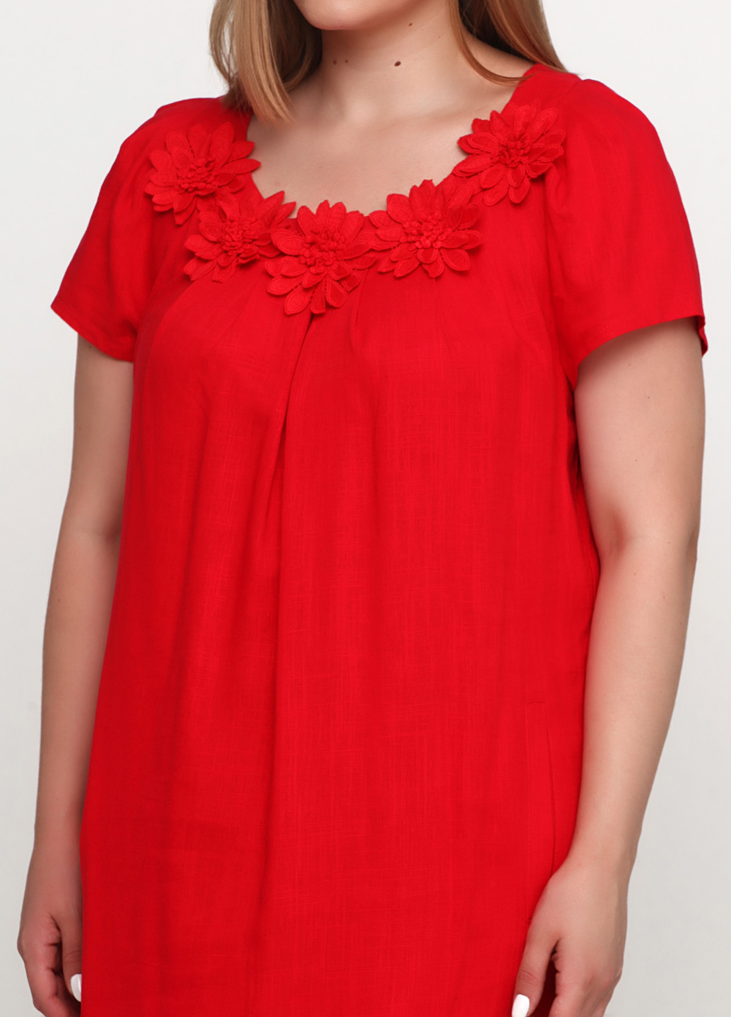 Красное кэжуал платье а-силуэт Ruta-S с цветочным принтом