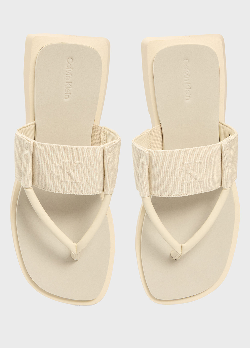 Бежевые шлепанцы Calvin Klein Jeans с тиснением, с логотипом