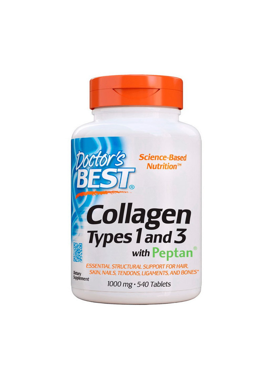 Колаген Collagen Types 1 & 3 with Peptan 1000 мг (540 таб) доктор бест Doctor's Best (255409340)