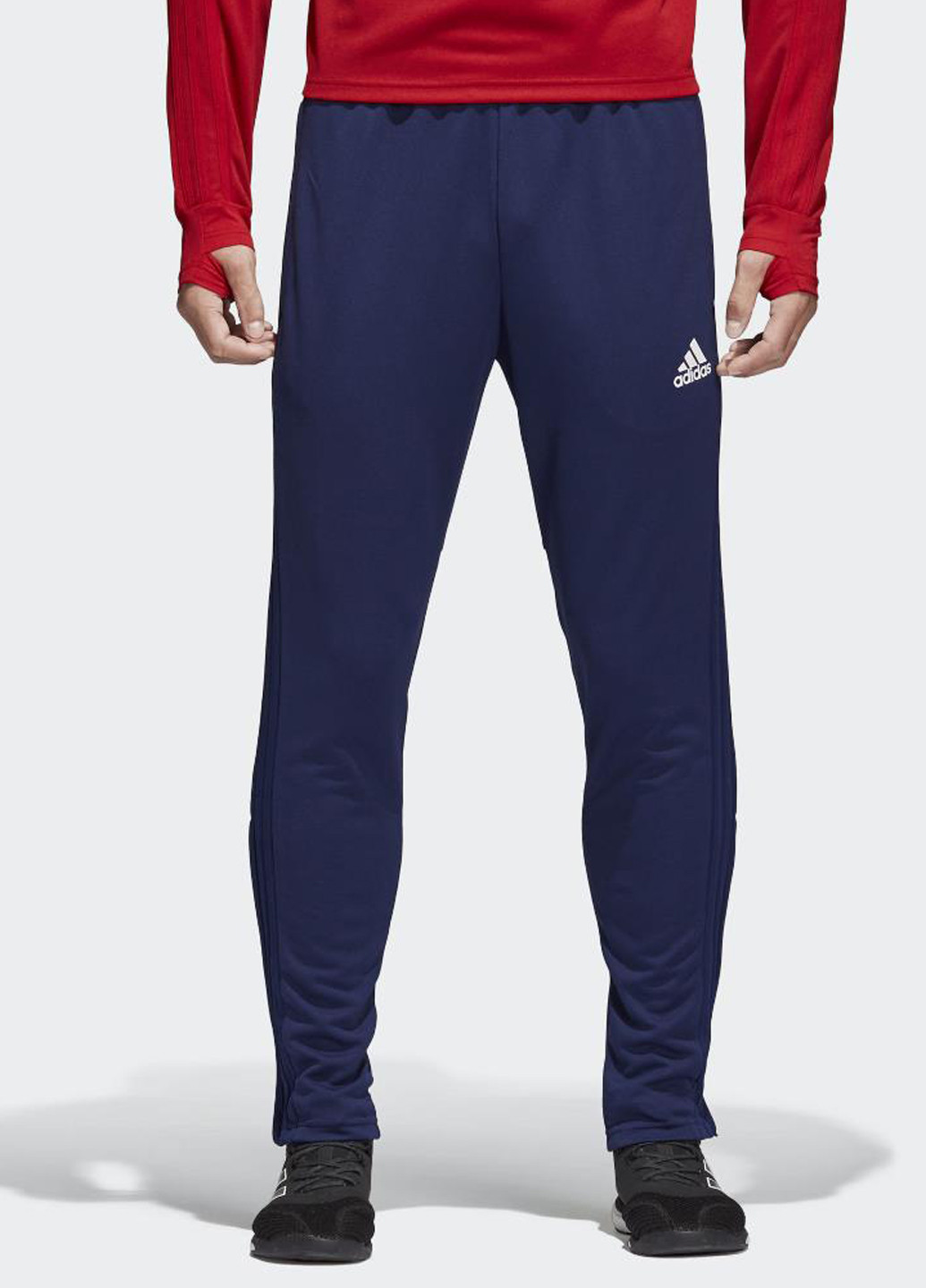 Синие спортивные демисезонные зауженные брюки adidas