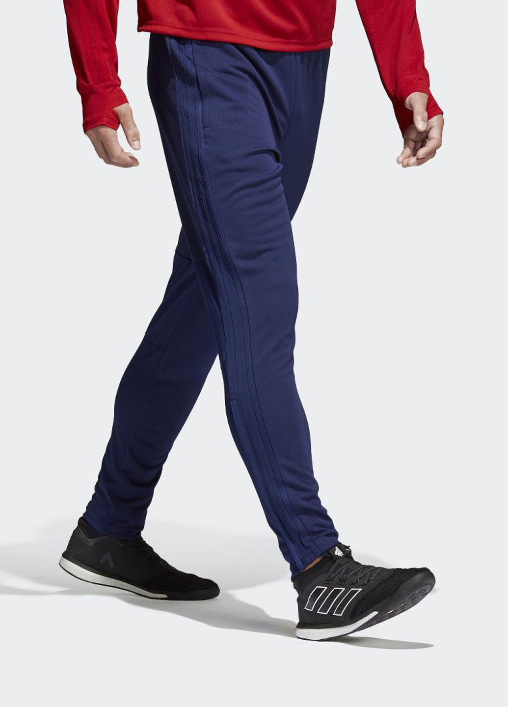 Синие спортивные демисезонные зауженные брюки adidas