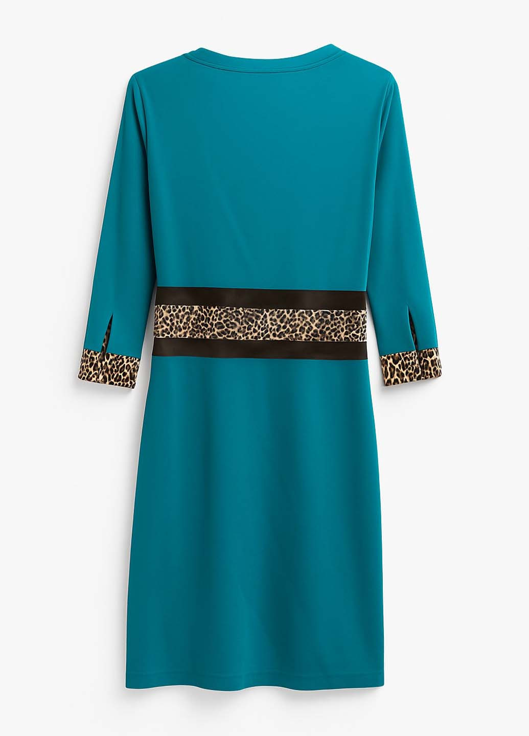 Бирюзовое кэжуал платье футляр Sassofono леопардовый