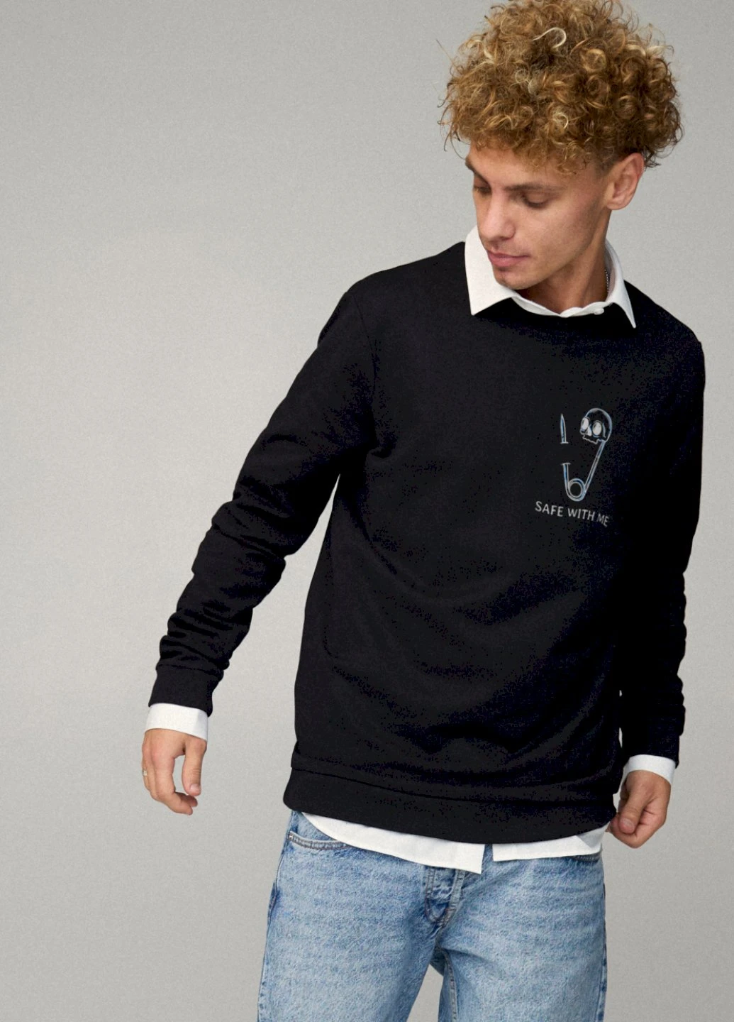 Чорний свитшот мужской oversize /no flis/ YAPPI малюнок (254557561)