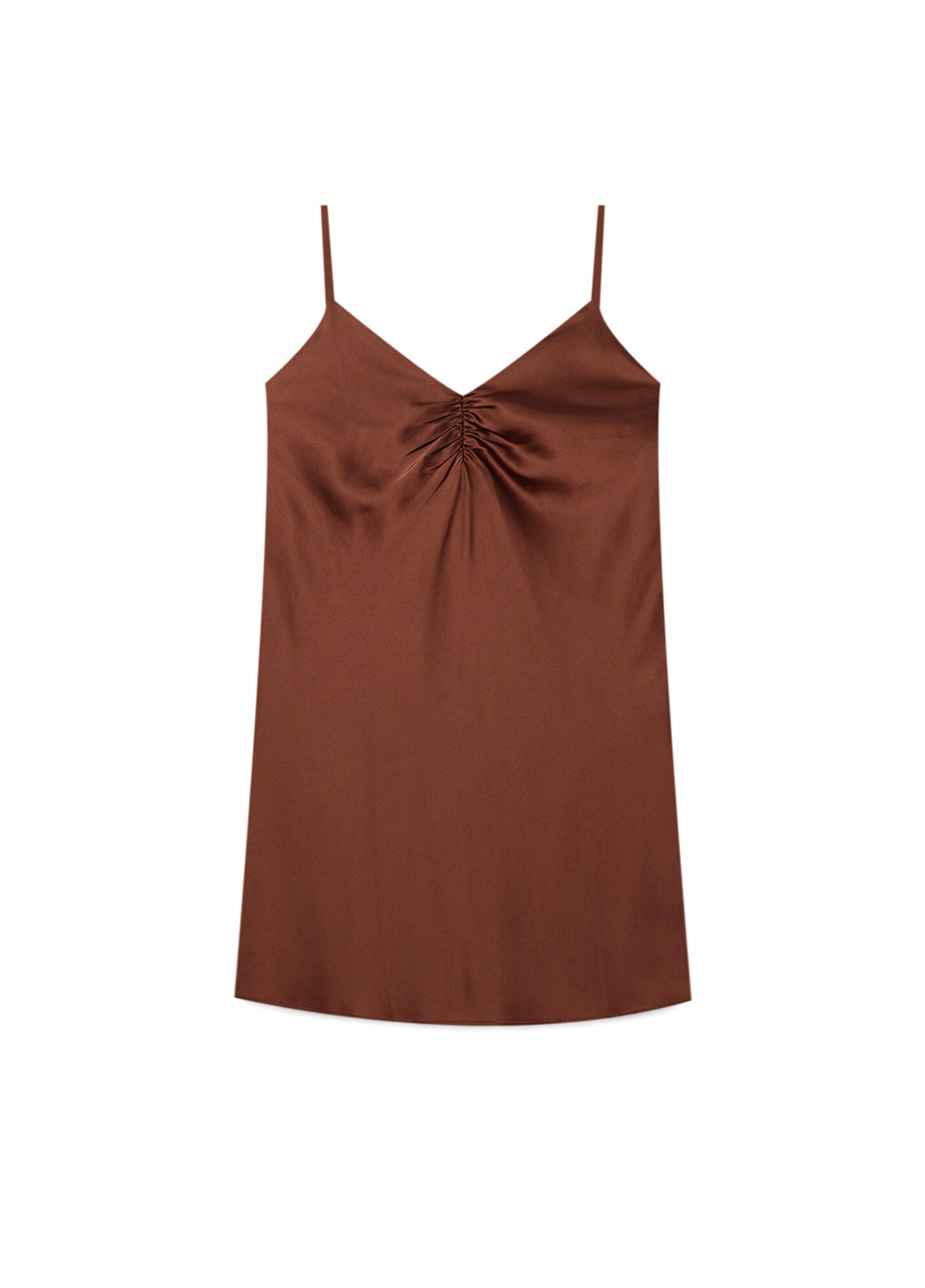 Коричнева коктейльна, вечірня сукня сукня-комбінація Stradivarius однотонна