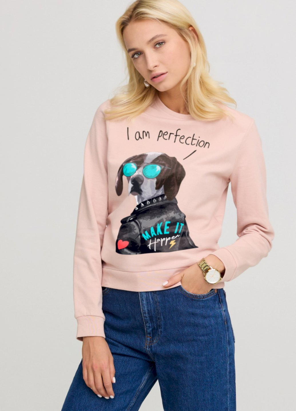 Бежевый свитшот женский basic /no flis/ YAPPI рисунок (252258579)