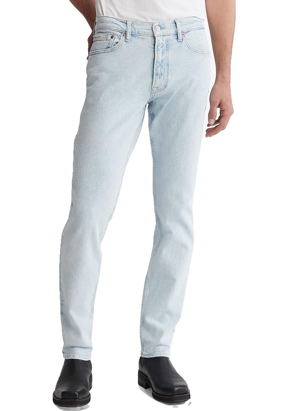 Голубые демисезонные зауженные джинсы Calvin Klein