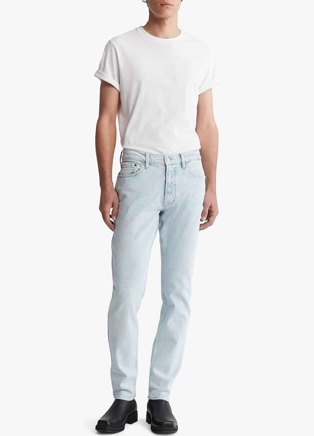 Голубые демисезонные зауженные джинсы Calvin Klein