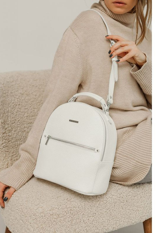 Кожаный женский мини-рюкзак Kylie белый флотар BlankNote однотонный белый кэжуал