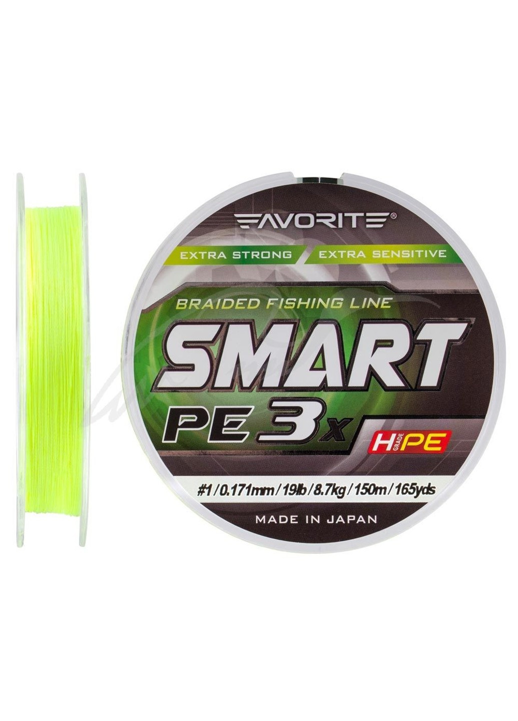 Шнур Smart PE 3x 150м (fl.yellow) #0.3/0.09mm 6lb/2.9kg (1693-10-53) Favorite (252468615)