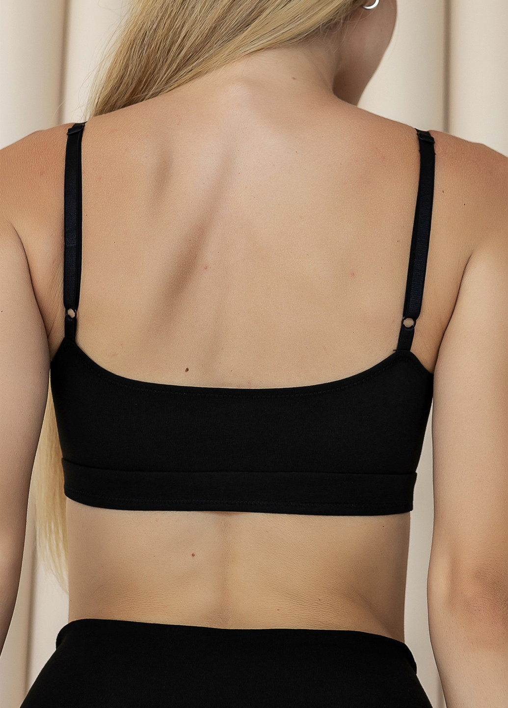 Черный демисезонный хлопковый комплект белья бралет и стринги TOTALFIT