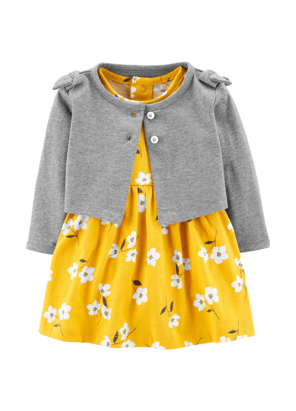 Жовтий літній комплект (плаття-боді, кардиган) Carter's