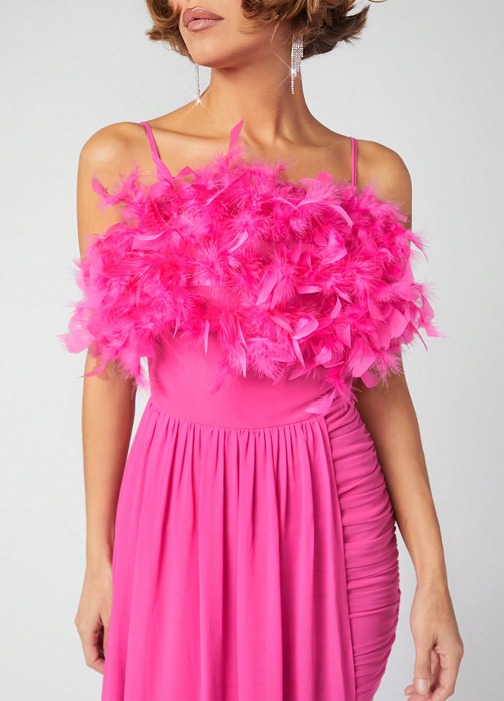 Розовое вечернее платье футляр SHEIN однотонное