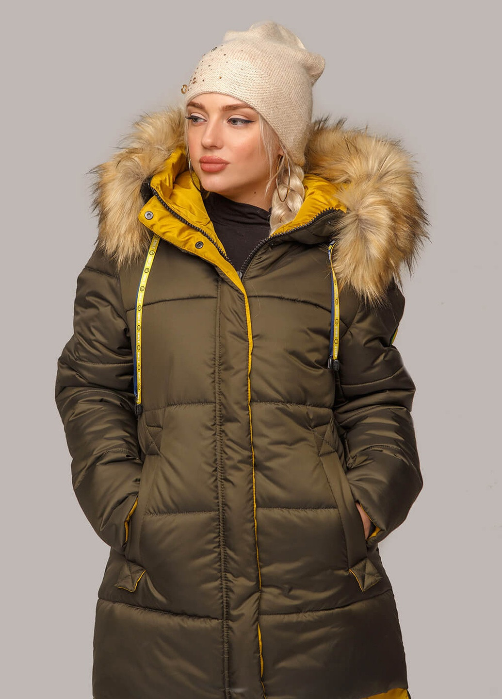 Оливкова (хакі) зимня куртка зимова ліза MioRichi