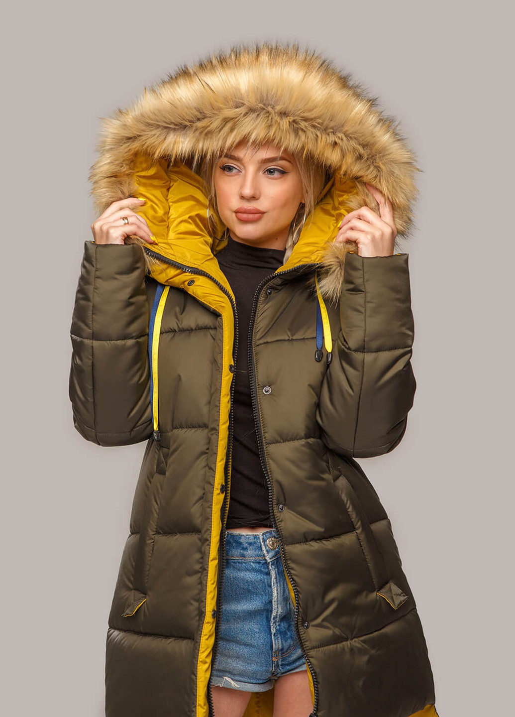 Оливкова (хакі) зимня куртка зимова ліза MioRichi