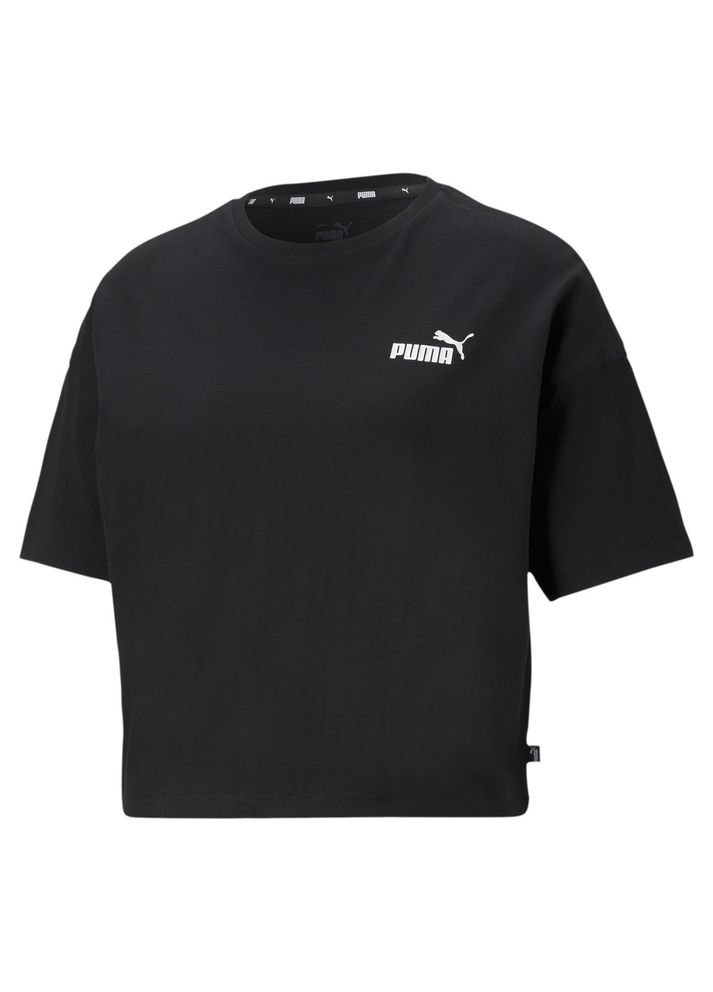 Черная всесезон футболка essentials cropped small logo women's tee Puma