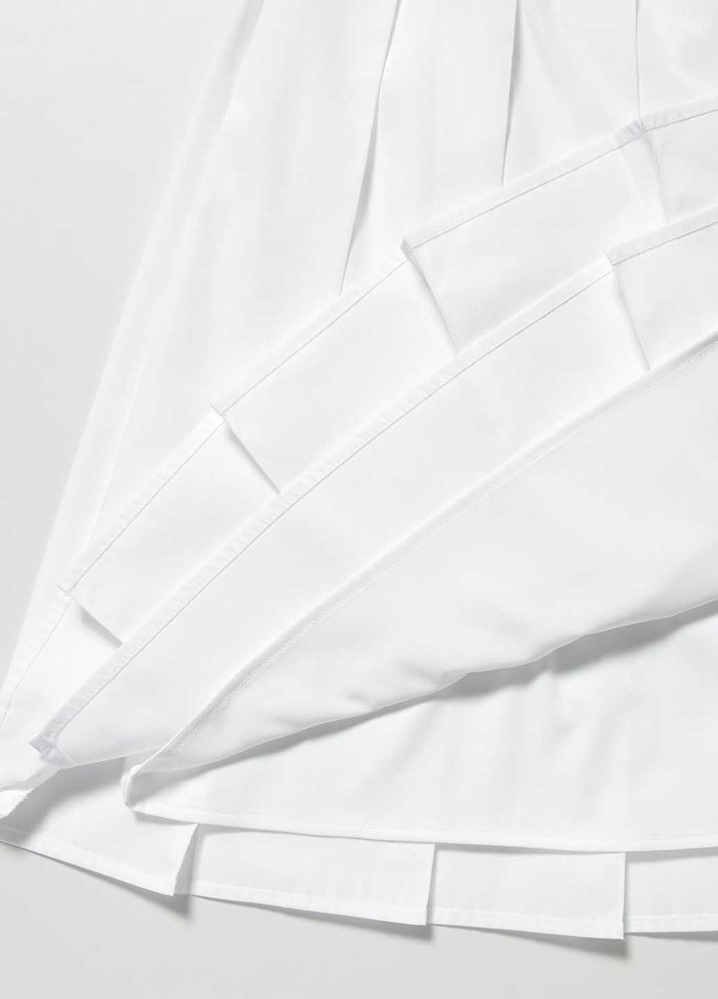 Белая кэжуал однотонная юбка Uniqlo плиссе, на запах