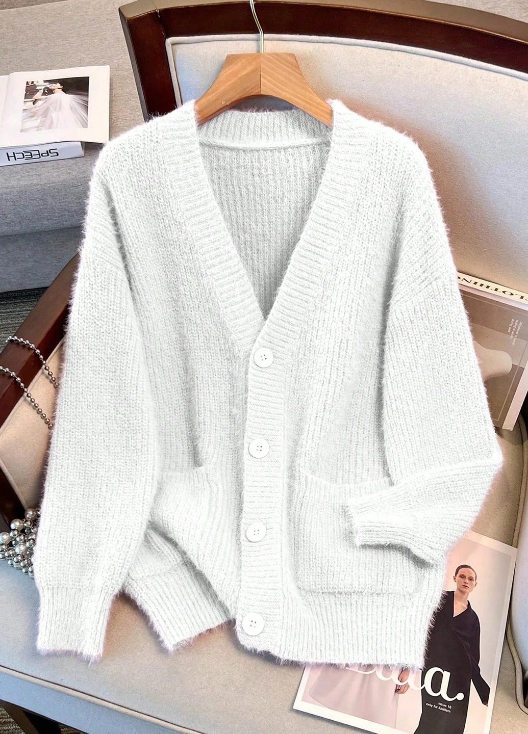Белый демисезонный кардиган SHEIN