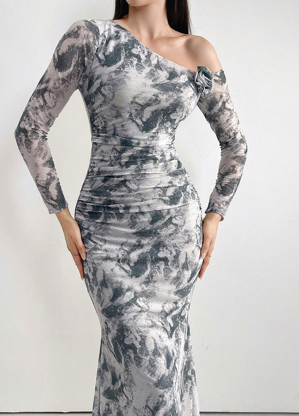 Сіра кежуал, вечірня сукня силуетна SHEIN тай-дай