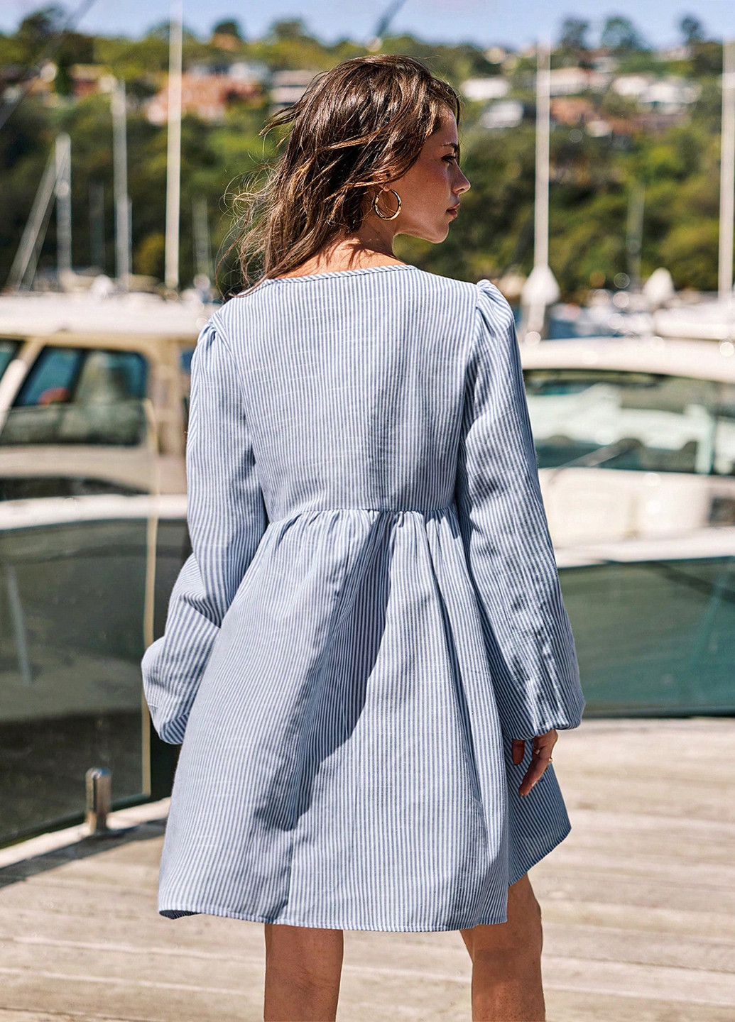 Блакитна кежуал сукня кльош SHEIN в смужку