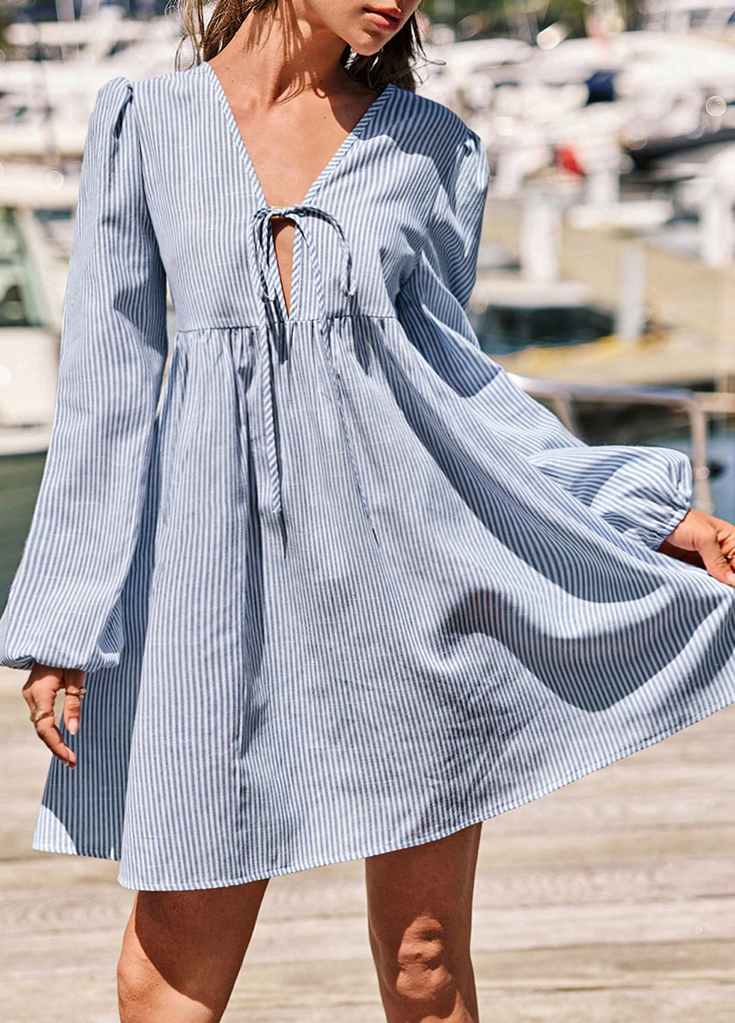 Блакитна кежуал сукня кльош SHEIN в смужку