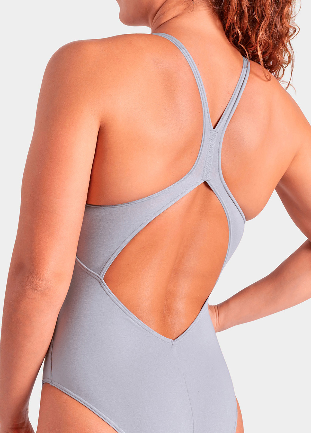 Сірий демісезонний купальник суцільний, танк Arena TRAIL SWIMSUIT V BACK